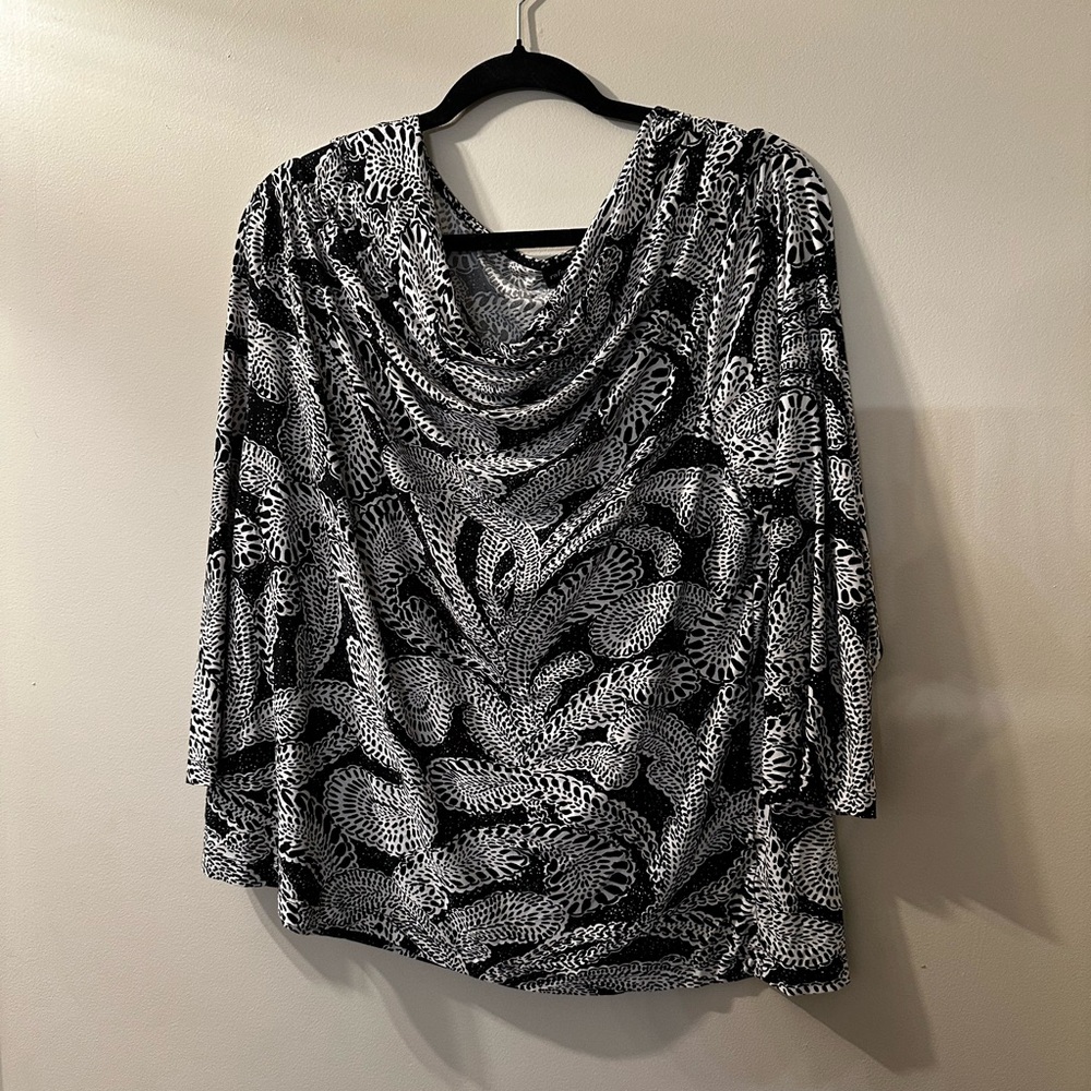 Rafaella Black and White Patterned Top 2X